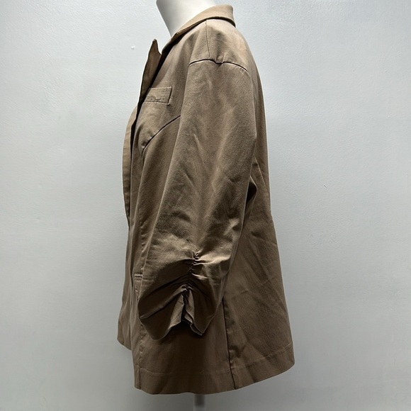 Torrid Blazer Jacket Coat Button 3/4 Sleeve Career Khaki Tan Brown Plus Size 1X - Picture 5 of 8